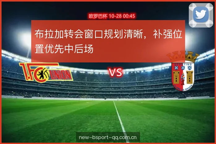 布拉加转会窗口规划清晰，补强位置优先中后场